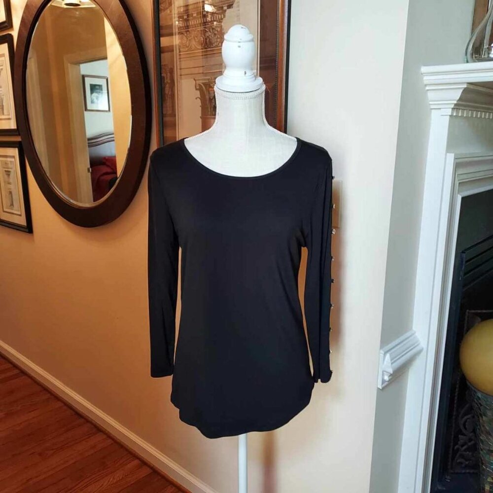 CABLE & GAUGE LOVELY BLACK KNIT TOP NWT